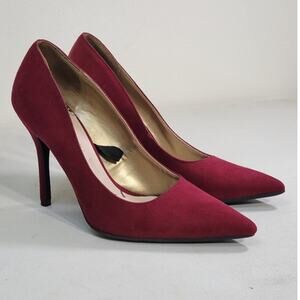 Sam & Libby Shoes Womens Size 8.5 Velvet Red Heels Sexy Flirty Holiday Heels